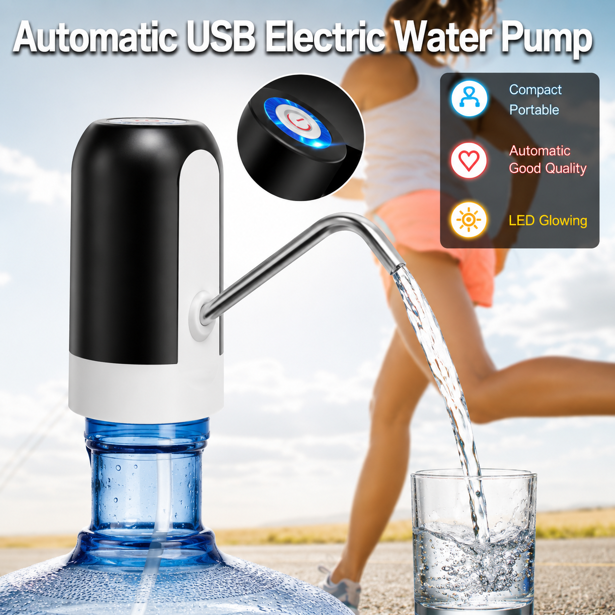 Electric Water Dispenser Pump – Portable USB Rechargeable Drinking Water Pump