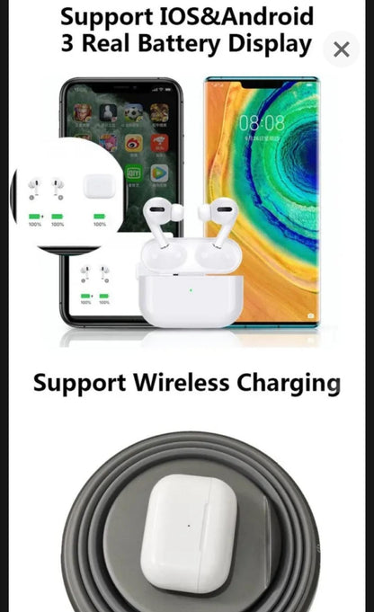 White AirPods with ANC & Fast Charge – Wireless Bluetooth Earbuds