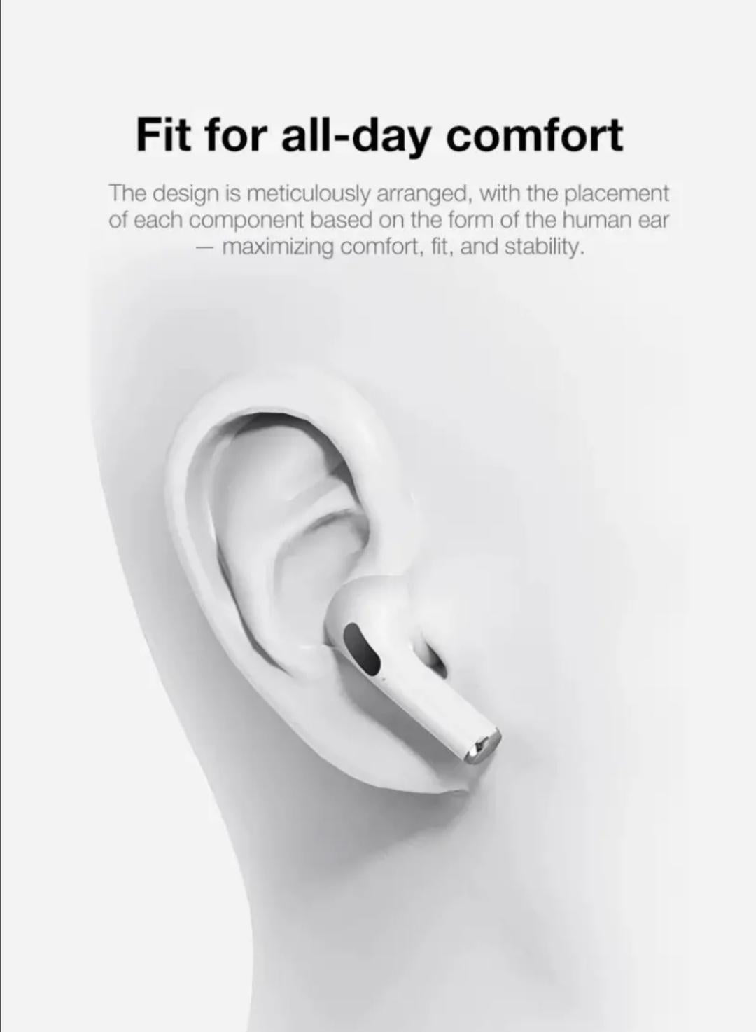 White AirPods with ANC & Fast Charge – Wireless Bluetooth Earbuds