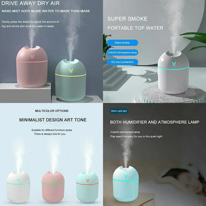 Multicolor Air Humidifier with Night Lamp – USB Aroma Diffuser for Home & Bedroom