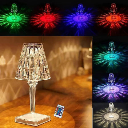 USB Rechargeable White Crystal Table Lamp – Modern LED Night Light for Home & Office